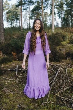 Vintage 70s Maxi Dress - Sheer Lilac - Size XS -Style Luma Sales Store DSC04850web