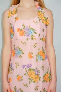 70's Vintage - Powder Pink Floral Frill Halter-neck Maxi - Size XS -Style Luma Sales Store DSCF0112 47cb0b05 aa89 40de 9f46 f59046fa4641