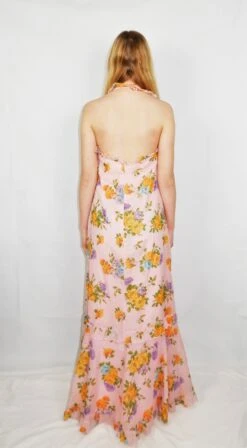 70's Vintage - Powder Pink Floral Frill Halter-neck Maxi - Size XS -Style Luma Sales Store DSCF0119 ff492e9c 9130 47f3 8911 2fe06673d83c