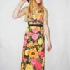 70's Vintage - Maxi Low-Cut Dress - Pink & Orange Floral - Size XS -Style Luma Sales Store DSCF1475 3
