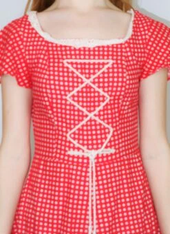 70s Vintage Prairie Dress - Sweet Red & White Floral Crochet - Size XS 8 70s Vintage Prairie Dress - Sweet Red & White Floral Crochet - Size XS -Style Luma Sales Store DSCF1744 3