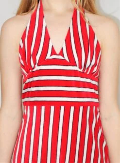 70's Vintage - Candy Red & White Striped Strappy Sundress - Size S -Style Luma Sales Store DSCF2705 2