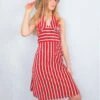 70's Vintage - Candy Red & White Striped Strappy Sundress - Size S -Style Luma Sales Store DSCF2709