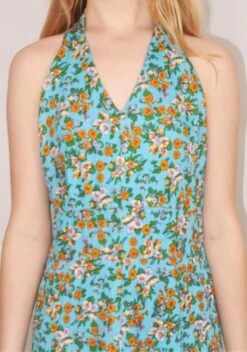 70's Vintage - Sky Blue Wildflower Strappy Sundress - Size S -Style Luma Sales Store DSCF2745 2