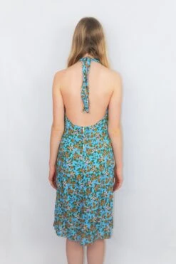 70's Vintage - Sky Blue Wildflower Strappy Sundress - Size S -Style Luma Sales Store DSCF2758