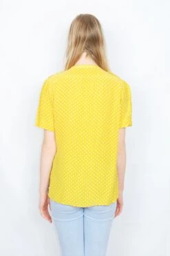 70's Vintage Silk Shirt - Sunshine Yellow Polka Dot - Size M/L -Style Luma Sales Store DSCF3767 2