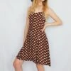 Vintage Button-up Mini Dress - Hazelnut Brown Polka Dots - XXS -Style Luma Sales Store DSCF4051