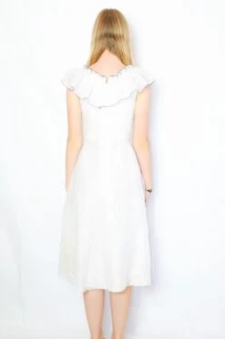 70s Vintage Dress - Sheer White With Black Polka Dots - Size XXS -Style Luma Sales Store DSCF4897 2