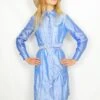 70's Vintage - Shirt Dress - Sky Blue Shine - Size S -Style Luma Sales Store DSCF5784 2