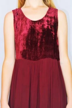 70's Vintage - Velvet & Sheer Maxi Dress - Red Wine - Size S -Style Luma Sales Store DSCF6168 2