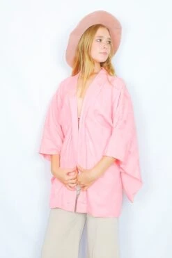 Vintage Kimono - Baby Pink Flora - Free Size