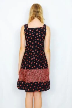 70's Vintage - Strappy Summer Mini Dress - Black & Berry Blossom Floral - Size XXS -Style Luma Sales Store DSCF6414 2