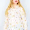 70's Vintage Shirt - Sweet Pastel Floral - Size M/L -Style Luma Sales Store DSCF6434