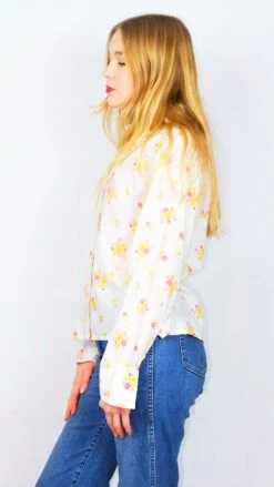 70's Vintage Shirt - Sweet Pastel Floral - Size M/L -Style Luma Sales Store DSCF6438