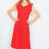 Vintage Midi Dress - Poppy Red Sleeveless Broderie Anglaise - Size XS -Style Luma Sales Store DSCF6970