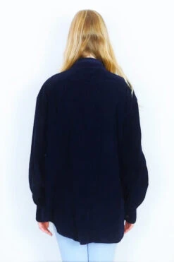 Vintage 70s Oversized Corduroy Shirt - Darkest Blue - Free Size -Style Luma Sales Store DSCF7818