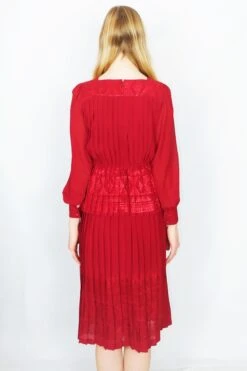 Vintage Pleated Midi Dress - Sparkly Embroidered Burgundy - Size S/M -Style Luma Sales Store DSCF9339 4997da5e c451 4b02 bcd1 d133695eb227