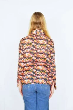 70's Vintage - Charcoal & Rouge Ditsy Floral Shirt - Size S/M -Style Luma Sales Store DSCF9526