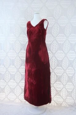 70's Vintage Dress - Ruby Dust Velvet - Size XXS