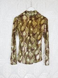 70's Vintage - Velvet Peacock Feather Shirt - Olive & Brown - Size S 11 70's Vintage - Velvet Peacock Feather Shirt - Olive & Brown - Size S -Style Luma Sales Store IMG 0744x 95ee5443 1213 48fc 8e4f 5b486da7867f