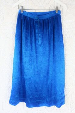 Vintage 70’s Skirt - Shimmering Cerulean Blue Midi - Size XS/S -Style Luma Sales Store IMG 1073 22665809 ccea 422b b043 3c64c11fbb30