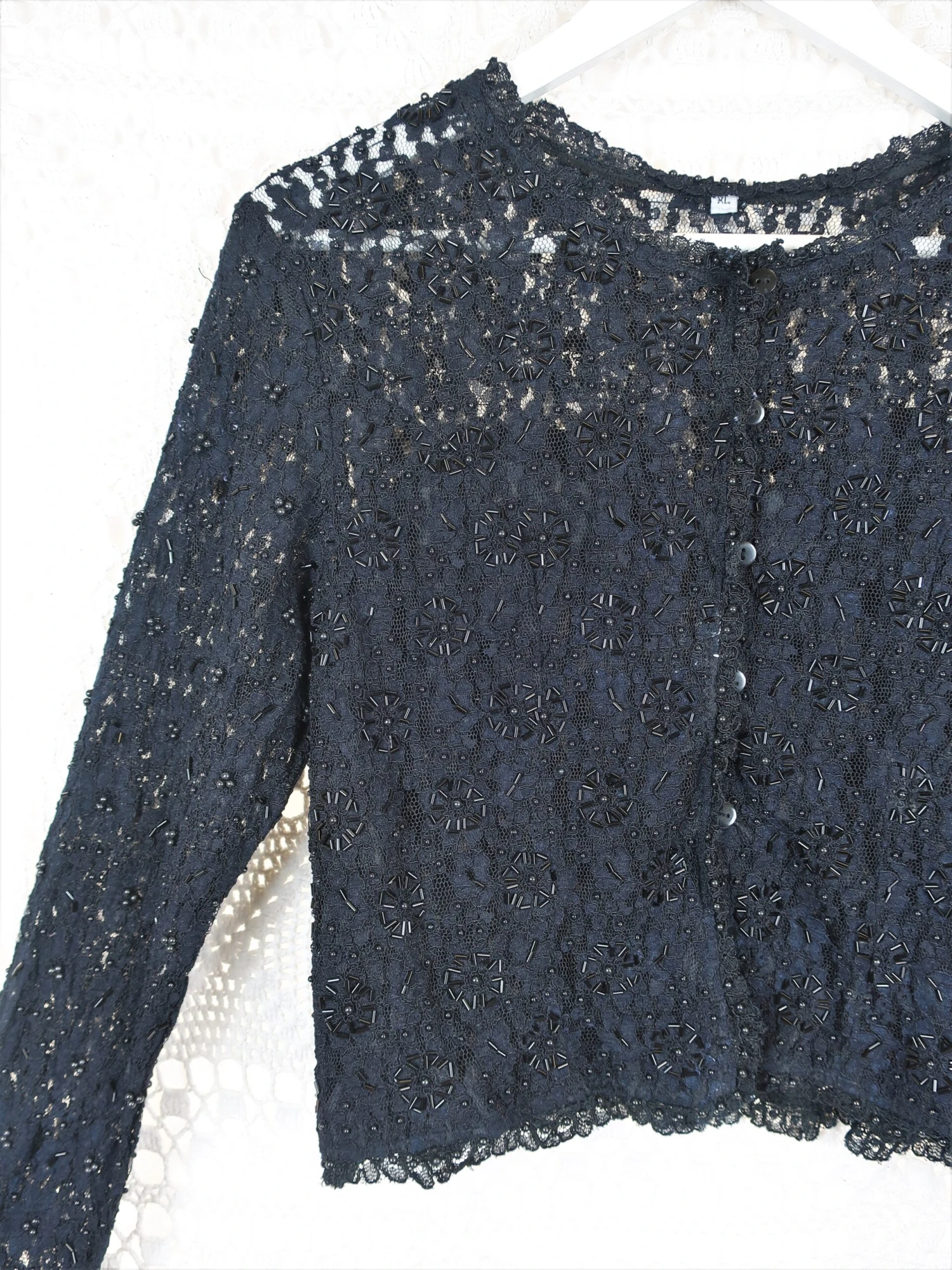70's Vintage - Lace & Embellished Bolero - Black - Size S/M 4 70's Vintage - Lace & Embellished Bolero - Black - Size S/M - Image 2