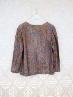 80's Vintage - Multi-Coloured Shimmery Jacquard Printed Blouse - Size L -Style Luma Sales Store IMG 1574x 7dcb1928 4847 45de a824 7d195ed55687