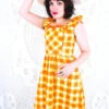 Vintage Midi Dress - Yellow & Orange Check - Size XS -Style Luma Sales Store IMG 2038