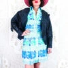 Vintage Button Down Mini Dress - Cerulean & Mint Floral - Size XS -Style Luma Sales Store IMG 2044