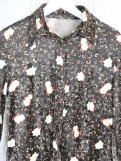 70's Vintage - Velvet Floral Shirt - Brown & Cream - Size L -Style Luma Sales Store IMG 2654 a586862b b8bc 45e2 a0d8 5b4cc14afba4