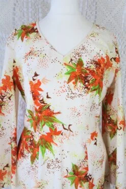 70's Vintage Dress - Soft Cream & Maple Floral - Size S -Style Luma Sales Store IMG 2767 5de6d06e aad0 4747 a65d ec808554fbe8