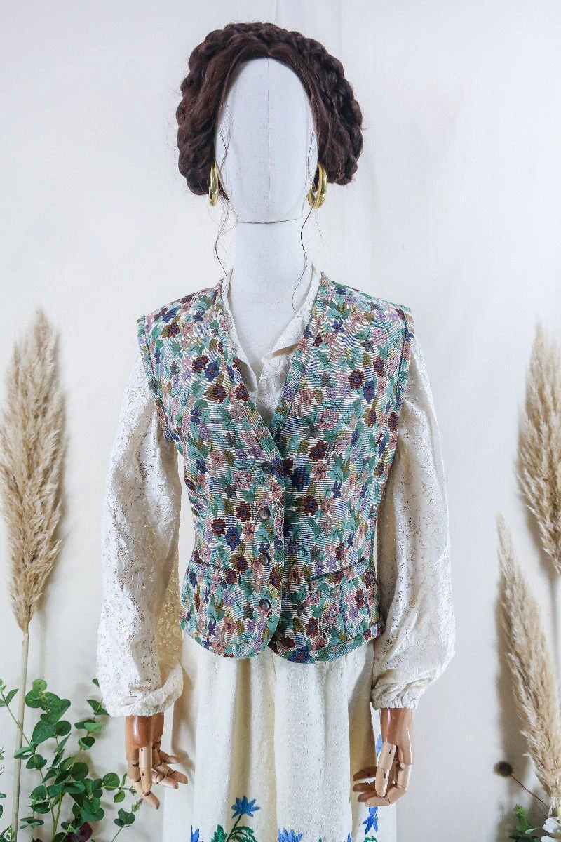 Vintage Waistcoat - Darling Meadow Tapestry - Size S 3 Vintage Waistcoat - Darling Meadow Tapestry - Size S