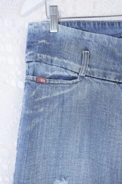 Vintage Straight Leg Jeans - Creased Blue With An Exaggerated Waist - Size M/L -Style Luma Sales Store IMG 4184 9e137b92 2740 4f18 9b5a 60a9cc3f804d