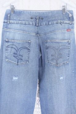 Vintage Straight Leg Jeans - Creased Blue With An Exaggerated Waist - Size M/L -Style Luma Sales Store IMG 4187 f39cfa03 4ef6 4b4b 8b0e 836cad885f3e