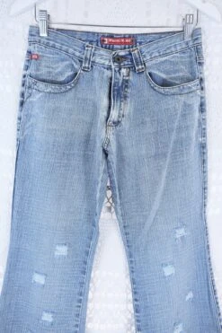 Vintage Flared Jeans - Stone Wash Blue With Distressing - Size S -Style Luma Sales Store IMG 4209 dd56513f 375e 402c b023 02169834b493