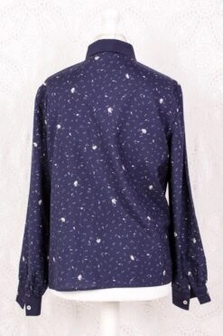 Vintage Shirt - Muted Navy Delicate Floral - Size L -Style Luma Sales Store IMG 4399