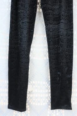 Vintage Trousers - Ebony Snake Print Velvet Trousers - Free Size XS -Style Luma Sales Store IMG 4632b