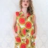 Vintage Mini Dress/Top - Bright Red & Yellow Mandala Sunflower - Size S