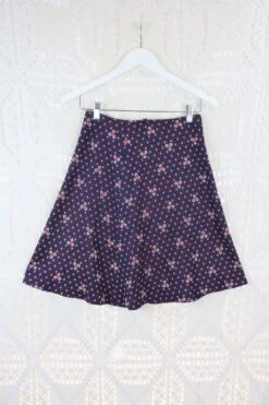 70's Vintage - Knitted Mini Skirt - Blue & Red Polka Dots - XXS