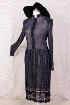 Vintage Dress - Sheer Navy & Sunny Yellow - Size XS/S