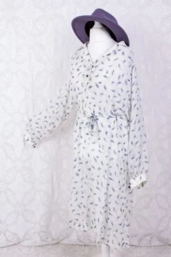 Vintage Dress - Sheer Snow & Aegean - Size L