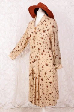 Vintage Dress - Muted Yellow Floral - Size S/M
