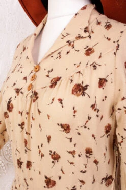 Vintage Dress - Muted Yellow Floral - Size S/M -Style Luma Sales Store IMG 5066