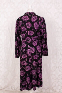 Vintage Housecoat - Black & Twilight Purple Floral - Free Size L -Style Luma Sales Store IMG 5194 168375f0 0abb 4cd9 9f4d 06c5b7641ed5