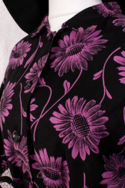 Vintage Housecoat - Black & Twilight Purple Floral - Free Size L -Style Luma Sales Store IMG 5197