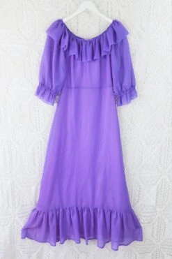 Vintage 70s Maxi Dress - Sheer Lilac - Size XS -Style Luma Sales Store IMG 5653 7864aa48 ffae 4e7d b09f 8f48d0a62588