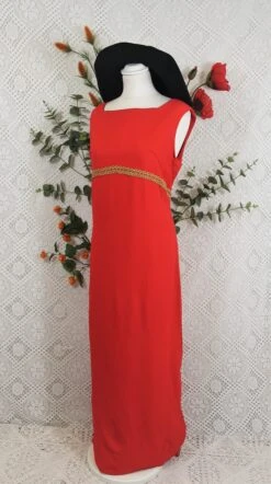 SALE Vintage Embroidered Maxi Dress - Scarlet & Gold - S -Style Luma Sales Store IMG 6947