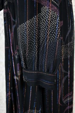 Vintage Midi Dress - Sheer Black Abstract With Metallic Thread - Free Size -Style Luma Sales Store IMG 8726 2