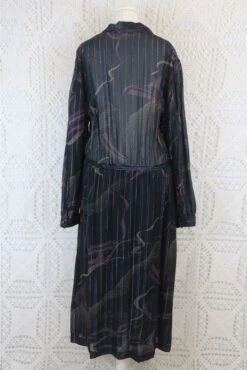 Vintage Midi Dress - Sheer Black Abstract With Metallic Thread - Free Size -Style Luma Sales Store IMG 8728 2