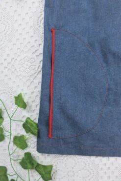 Vintage Tunic Top - Indigo Linen With Red Accents - Size L -Style Luma Sales Store IMG 8764 2